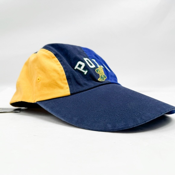 Polo Ralph Lauren Long Bill Blue Yellow Wing Twill Ball Cap Hat - Picture 10 of 16